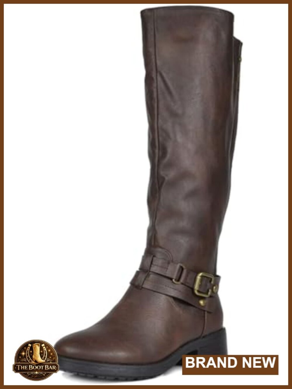 Knee High Buckle Riding Boots with Fur Lining - Women's Winter